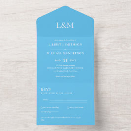 3in1 Aqua Sky Blauer Text nur Hochzeit Einladung U
