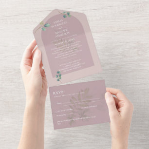 3in1 Greenery Eukalyptus Arch Wedding RSVP All In One Einladung