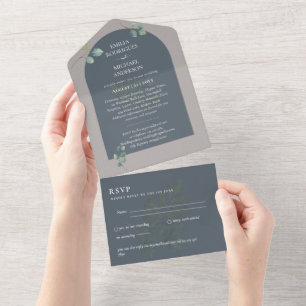 3in1 Greenery Eukalyptus Arch Wedding RSVP All In One Einladung