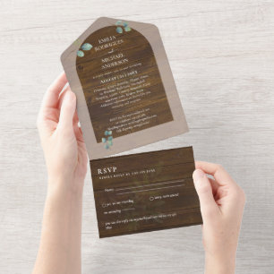 3in1 Greenery Eukalyptus Arch Wedding RSVP All In One Einladung