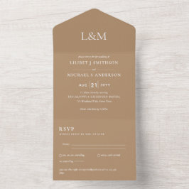 3in1 Latte Coffee Brown Text nur Hochzeit Einladun All In One Einladung