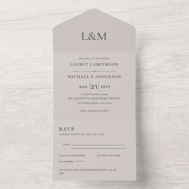 3in1 Light Sand Text nur Hochzeit Einladung UAWG (Innen Boden)