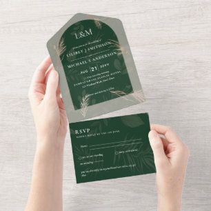 3in1 Minimalistische Pampasgras TYPOGRAPHIE Hochze All In One Einladung