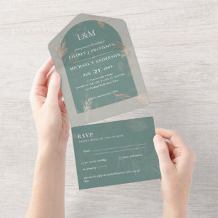 3in1 Minimalistische Pampasgras TYPOGRAPHIE Hochze All In One Einladung