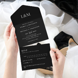 3in1 Onyx Black Text nur Hochzeit einladen UAWG All In One Einladung