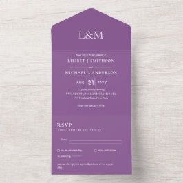 3in1 Violet Berry Text nur Hochzeit Einladung UAWG