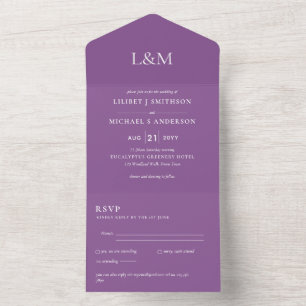 3in1 Violette Beerene Text-only Hochzeitseinladung All In One Einladung