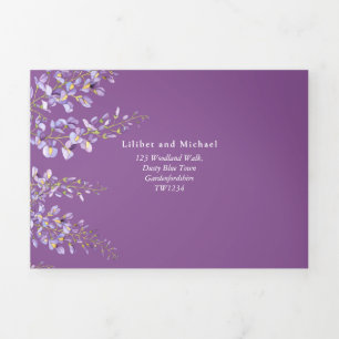 3in1 Wisteria Floral Violet Mariage Invitation RSV