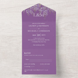 3in1 Wisteria Floral Violet Mariage Invitation RSV