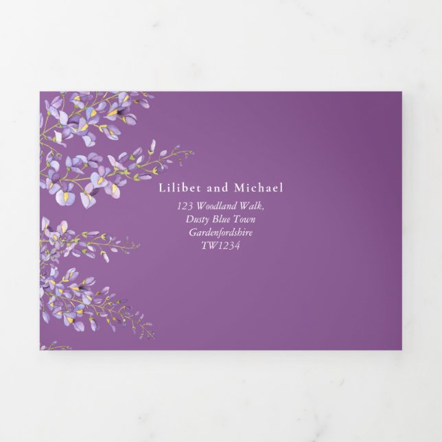 3in1 Wisteria Floral Violet Wedite UAWG Dreifach Gefaltete Karte (Cover)