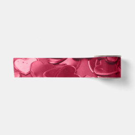 3in satin ribbon, pink heart confetti print satinband