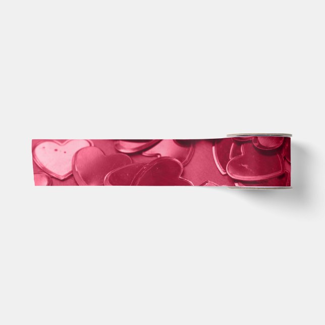 3in satin ribbon, pink heart confetti print satinband (Vorderseite)