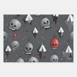 3pc. Creepisches Weihnachtskulptepapier Geschenkpapier Set