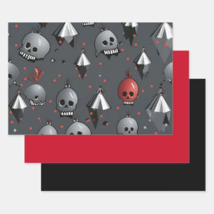 3pc. Creepisches Weihnachtskulptepapier Geschenkpapier Set
