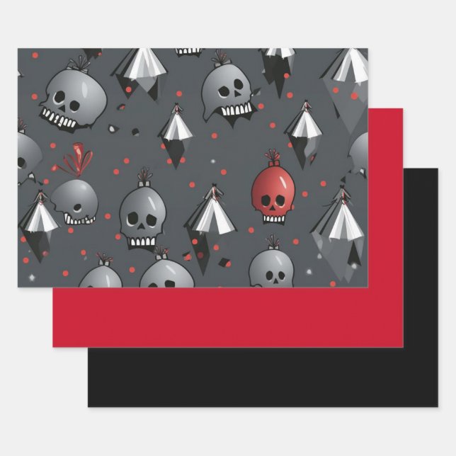 3pc. Creepisches Weihnachtskulptepapier Geschenkpapier Set (Set)