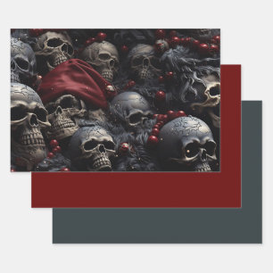 3pc. Packpapier für den Holiday Skull-Umschlag Geschenkpapier Set