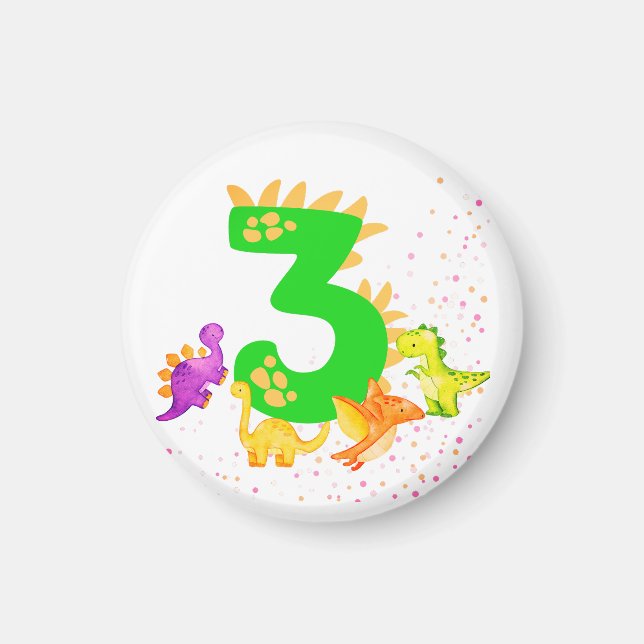 3rd Birthday. Dinosaur Design. My third birthday.  Magnet (Vorne)