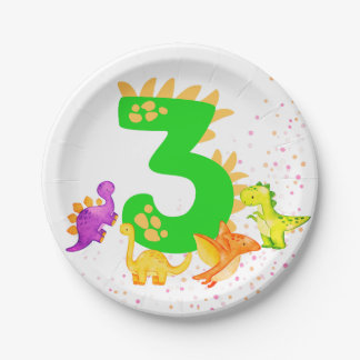 3rd Birthday. Dinosaur Design. My third birthday. Pappteller