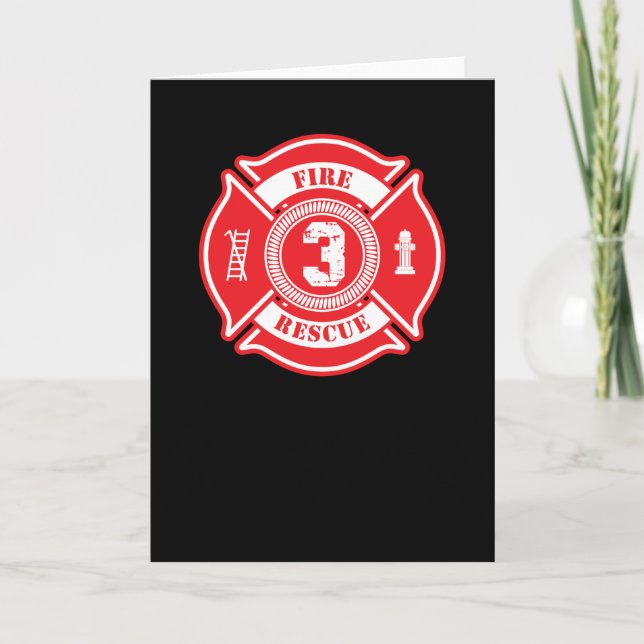 3rd Fire Birthday Gift Firefighter 3 Year Old Boy Karte (Vorderseite)