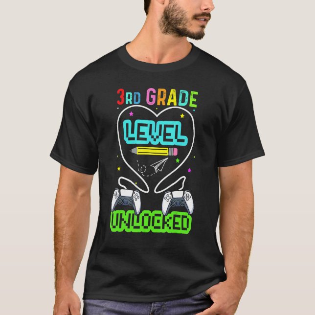3rd Grade Level Unlocked First Day Back To School  T-Shirt (Vorderseite)