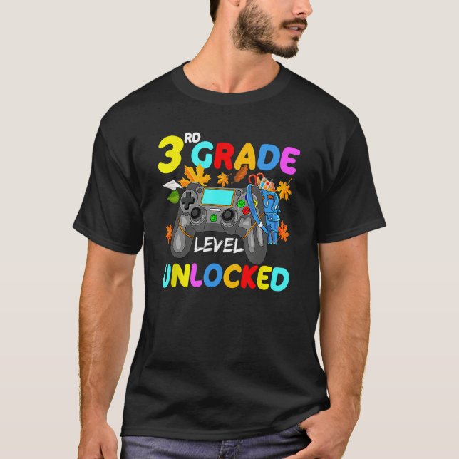 3rd Grade Level Unlocked Game On 3rd Grade Back To T-Shirt (Vorderseite)