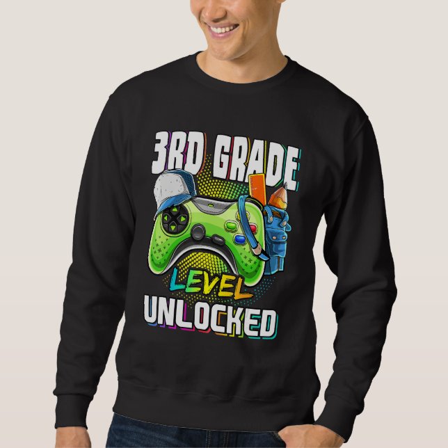 3rd Grade Level Unlocked Video Game Back To School Sweatshirt (Vorderseite)