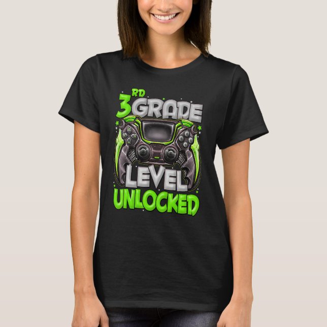 3rd Grade Level Unlocked Video Game Back To School T-Shirt (Vorderseite)