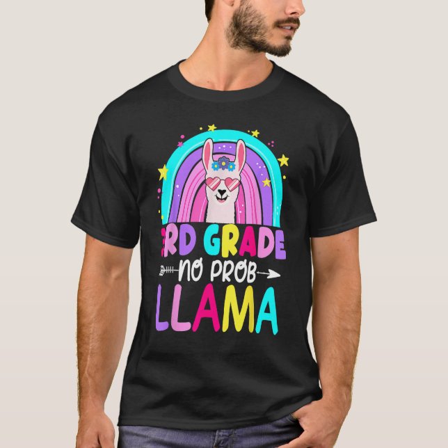 3rd Grade No Prob Llama Rainbow Back To School Tea T-Shirt (Vorderseite)