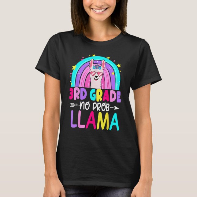 3rd Grade No Prob Llama Rainbow Back To School Tea T-Shirt (Vorderseite)