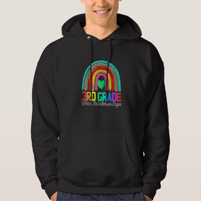 3rd grade rainbow leopard teacher team third grade hoodie (Vorderseite)