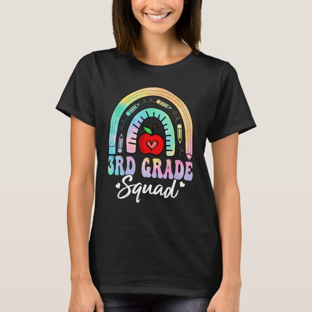 3rd Grade Squad Back To School Rainbow Teacher Gir T-Shirt (Vorderseite)