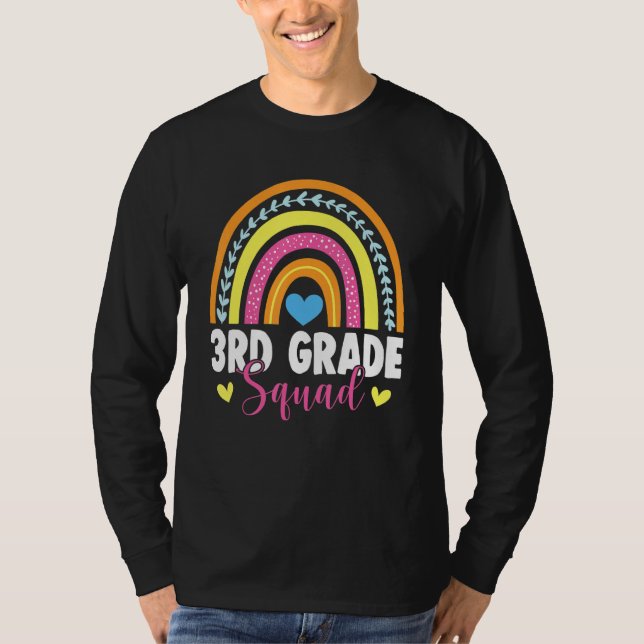 3rd Grade Squad Rainbow First Day Back To School T-Shirt (Vorderseite)