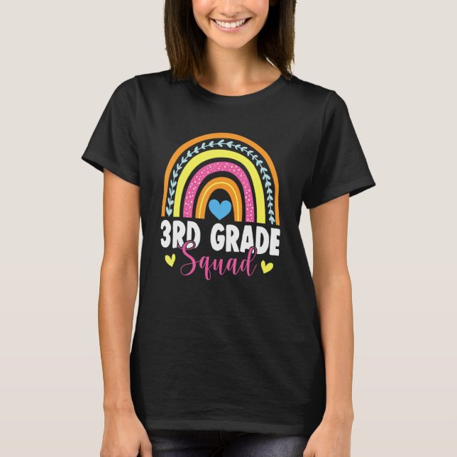 3rd Grade Squad Rainbow First Day Back To School T-Shirt (Vorderseite)