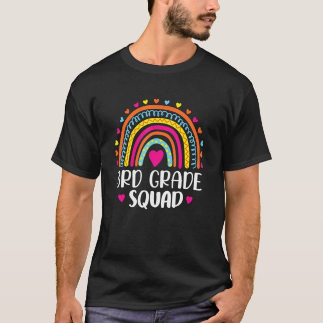3rd Grade Squad Teacher Student Rainbow 100th Day  T-Shirt (Vorderseite)