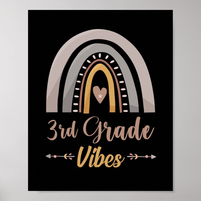 3rd Grade Vibes Rainbow Third Grade Back to School Poster (Vorne)