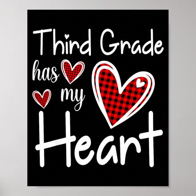 3rd Third Grade Has My Heart Buffalo Print Teacher Poster (Vorne)