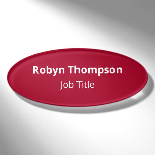 3x2 rotes Acryl-Oval-Namensschild magnetisch profe Namenschild