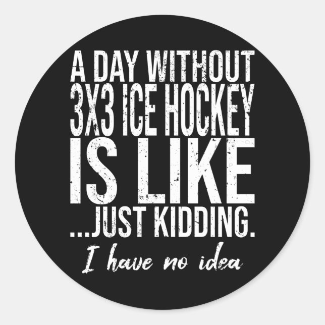 3x3 Ice Hockey lustiges Sportgeschenk Runder Aufkleber (Vorderseite)