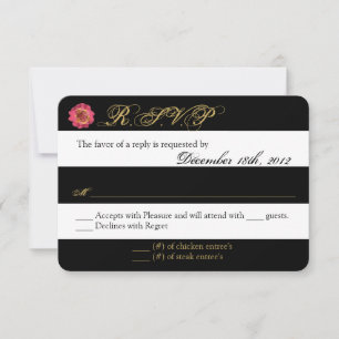 3x5 Antwortkarte R.S.V.P. Moderne Streifen Schwarz RSVP Karte