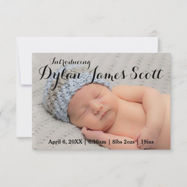 3x5 Beau script Baby Invitation garçon ou fille (Devant)