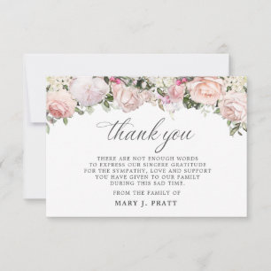 3x5 Beileid Rosa Rose Danke Foto-Karte