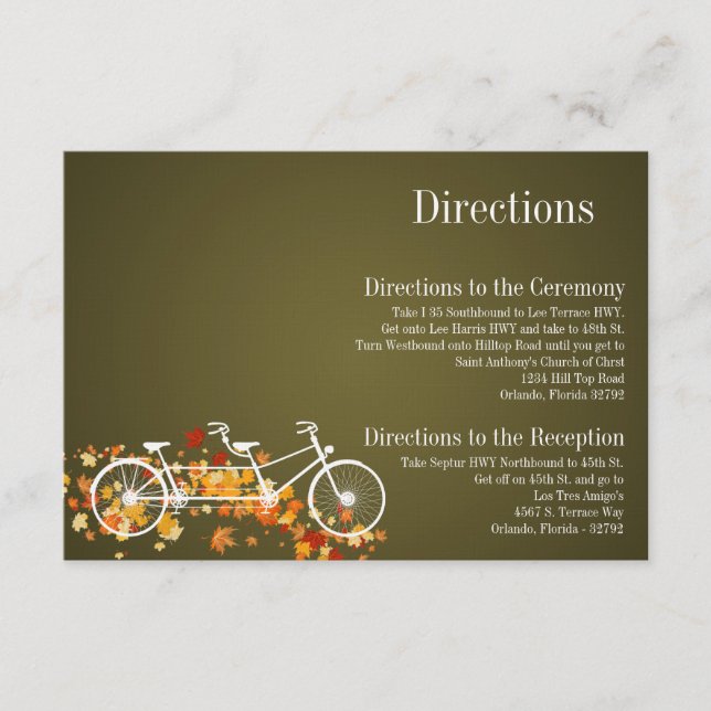 3x5 Fahrtrichtung Karte Whimsical Brown Double Bik (Vorderseite)