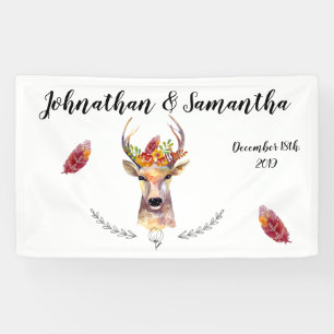 3'x5' Personalisiertes Banner Boho Deer Buck Head 