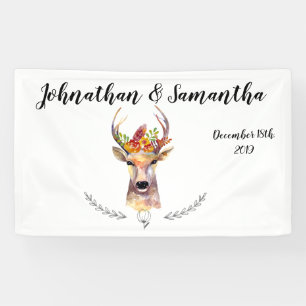 3'x5' Personalisiertes Banner Boho Deer Buck Head 