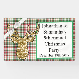 3'x5' Personalisiertes Banner Gold Glitzer Reindee