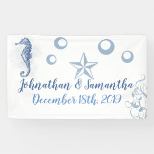 3'x5' Personalisiertes Banner Seepferd Ocean Beach