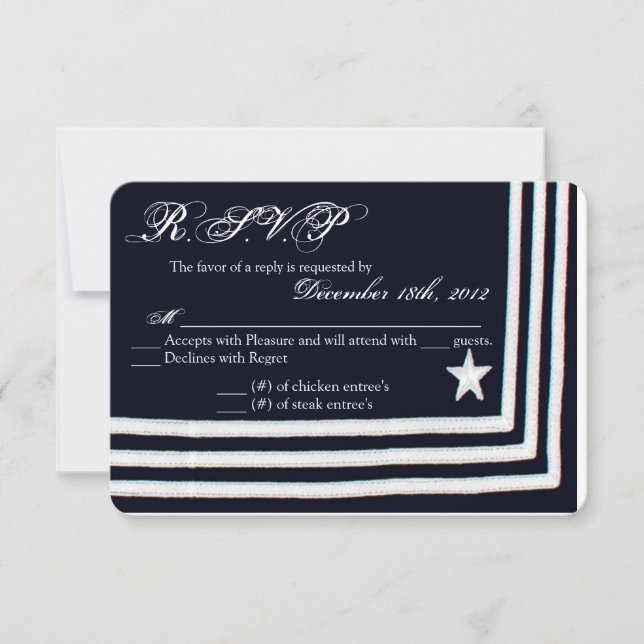 3x5 R.S.V.P. Antwort Card Navy Summer Dress Blues (Vorderseite)