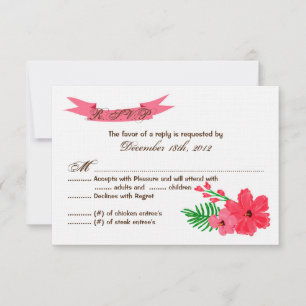 3x5 R.S.V.P. Antwort-Karte Frühjahr-Hibisken Blume RSVP Karte