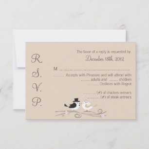 3x5 R.S.V.P. Antwort Karte Hochzeit Birds Bride Gr