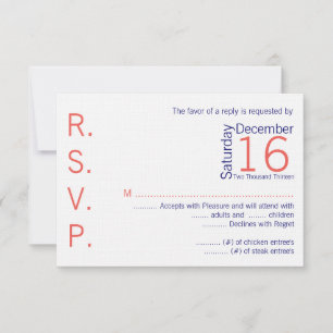 3x5 R.S.V.P. Antwort Karte Korallen Navy Blauer Na